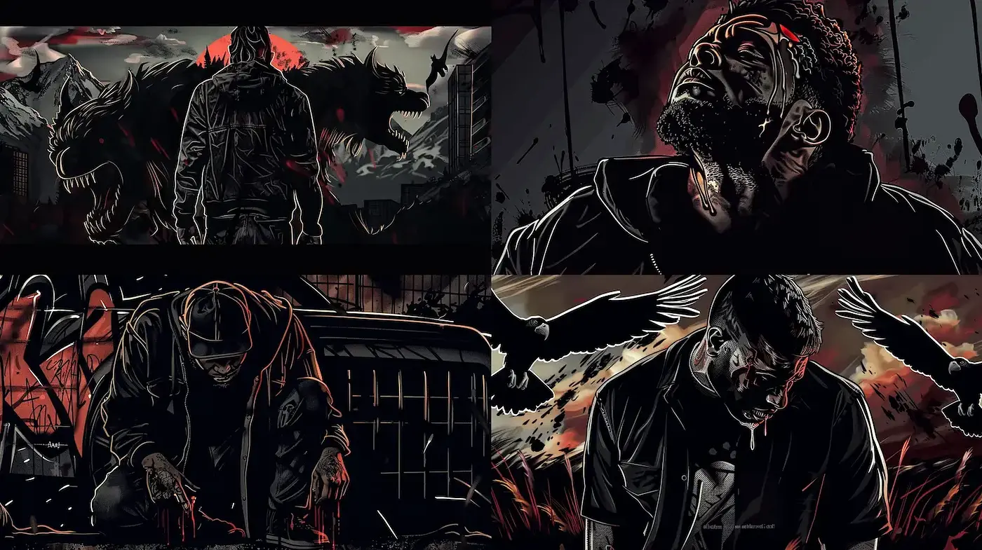Intense Graphic Novel Aesthetic with Dark Undertones - Midjourney sref style