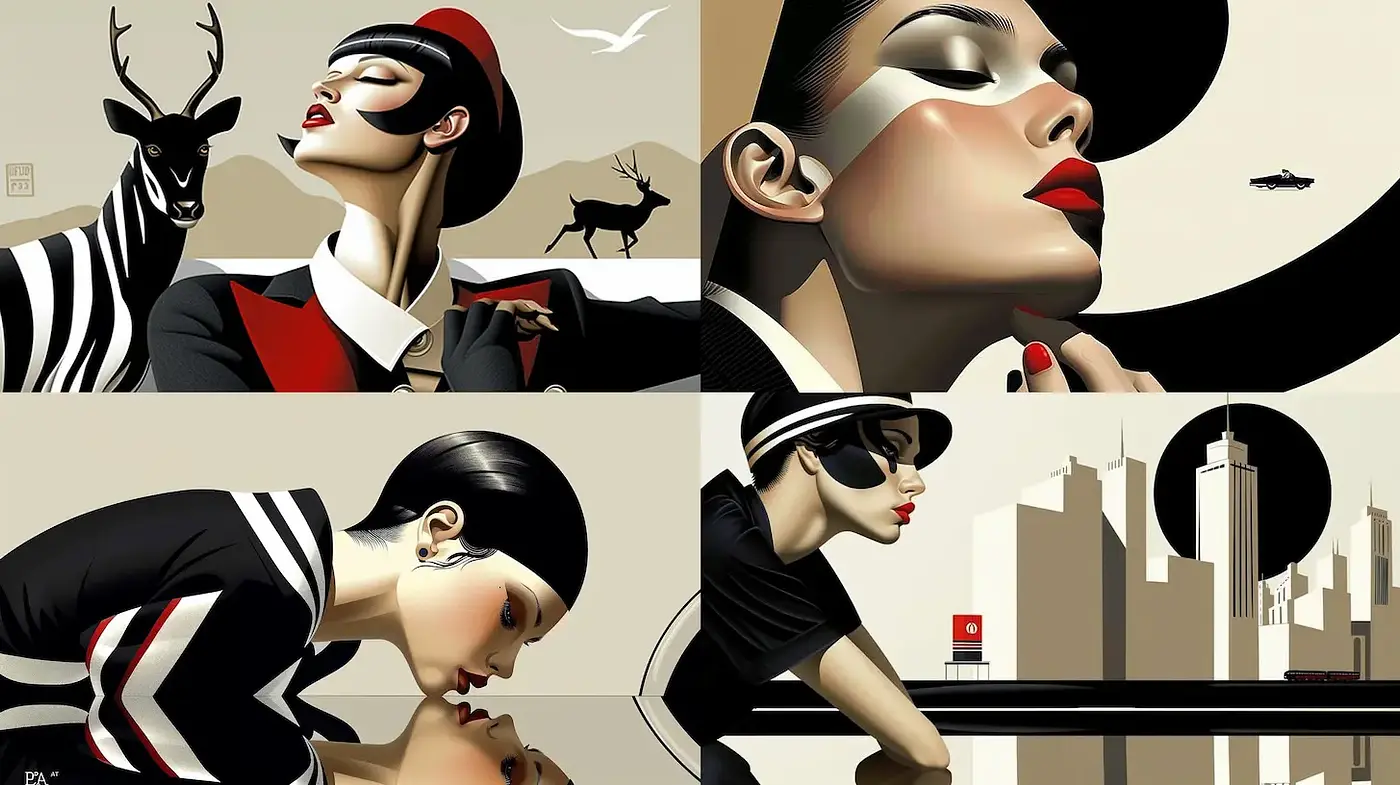 Stylized Art Deco Portraits with a Modern Twist - Midjourney sref style