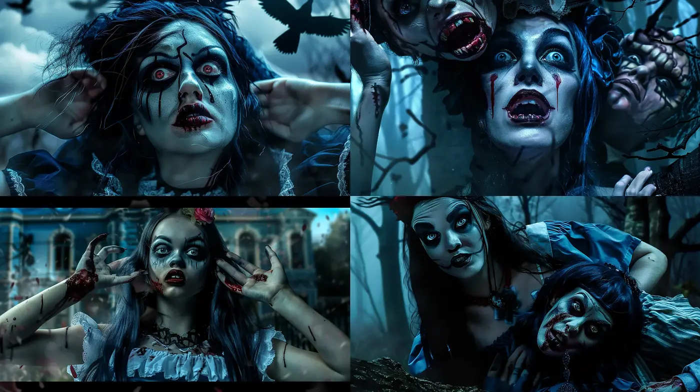 Eerie Gothic Horror with a Cinematic Undertone - Midjourney sref style