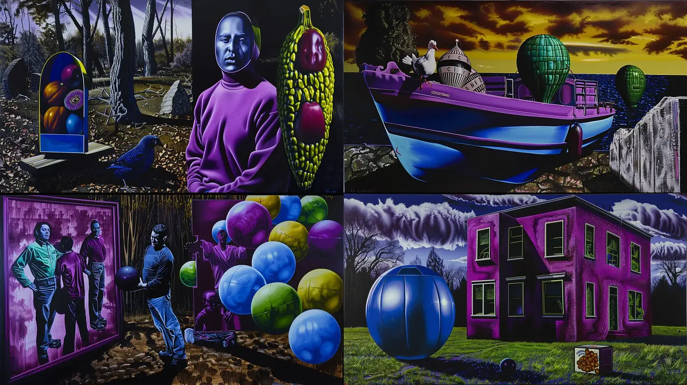 Surreal Twilight Harmony: An Introspective Journey Through Dream-Like Landscapes and Visions - Midjourney sref style