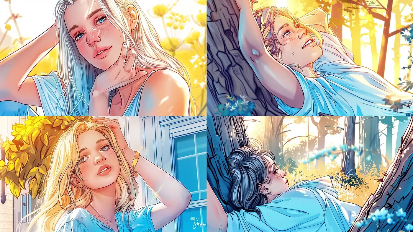 Sun-dappled Serenity in Luminous Illustrations - Midjourney sref style