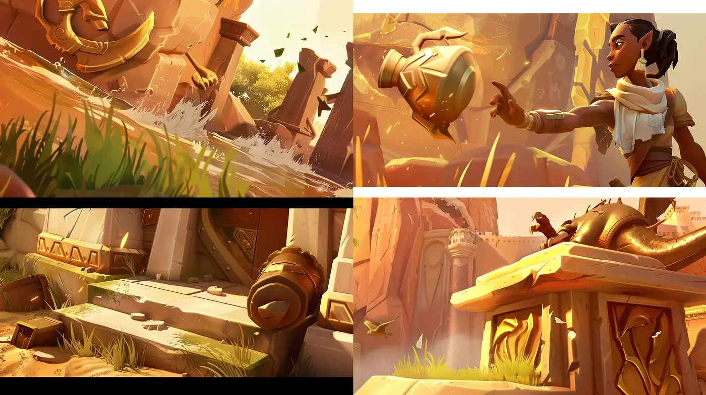 Sundrenched Ruins of Antiquity: A Digital Brushwork Aesthetic - Midjourney sref style