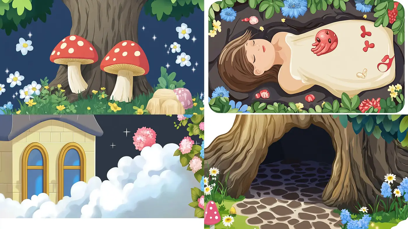 Enchanted Storybook Whimsy: A Journey Through Idyllic Sceneries - Midjourney sref style