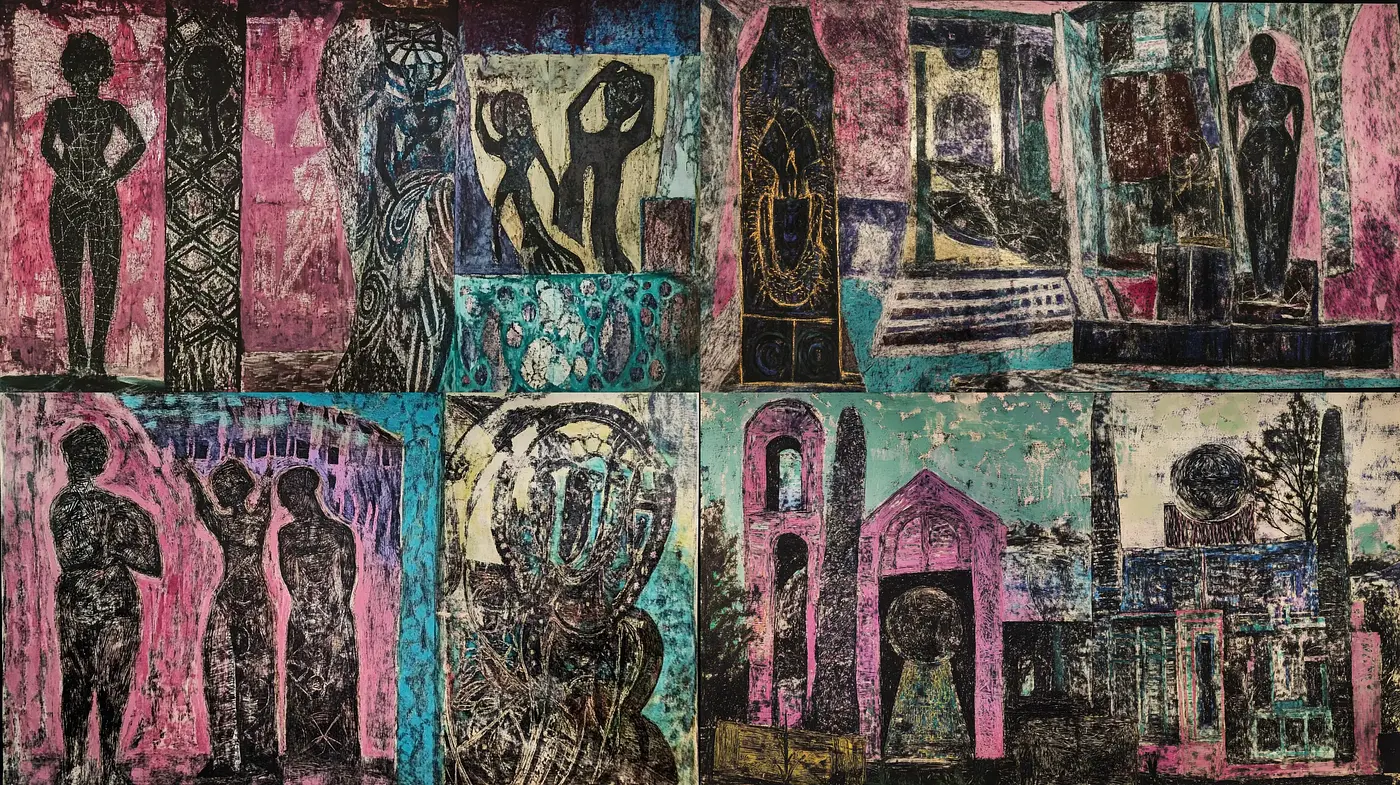 Abstract Expressionist Reverberations in Textured Hues - Midjourney sref style