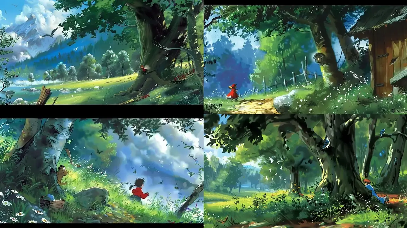 Enchanting and Lush Forest Landscapes with a Whimsical Touch - Midjourney sref style