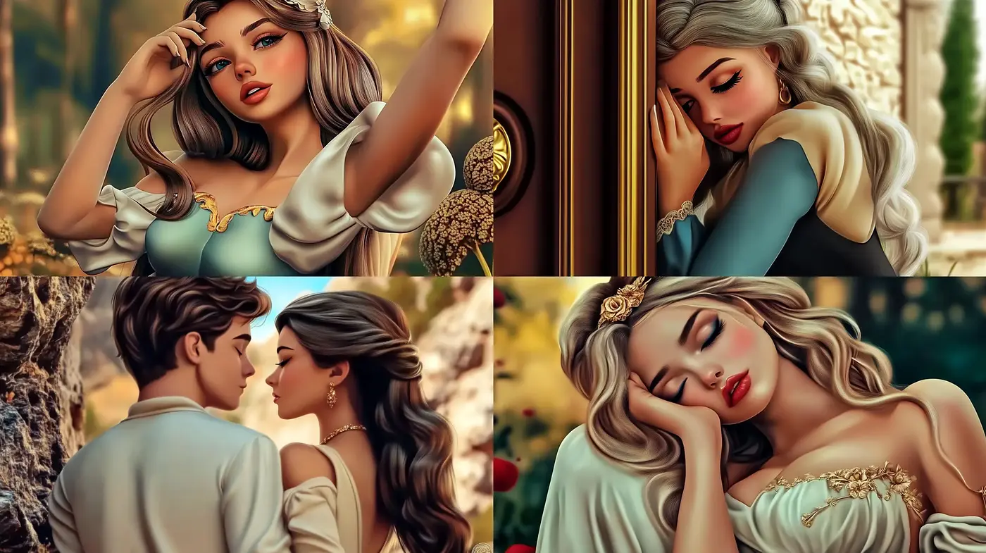 Enchanted Golden Hour: A Romanticized Digital Illustration Series - Midjourney sref style