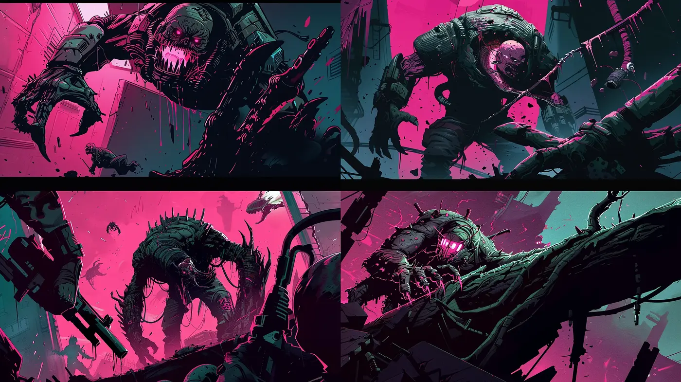 Neon Clash Cyberpunk Apocalypse - Midjourney sref style
