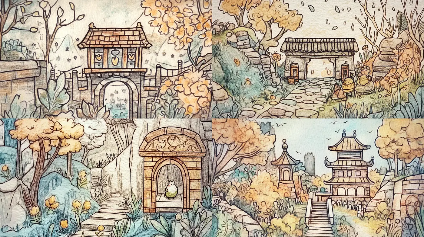 Ethereal Ink Wash Dreamscape Collection - Midjourney sref style