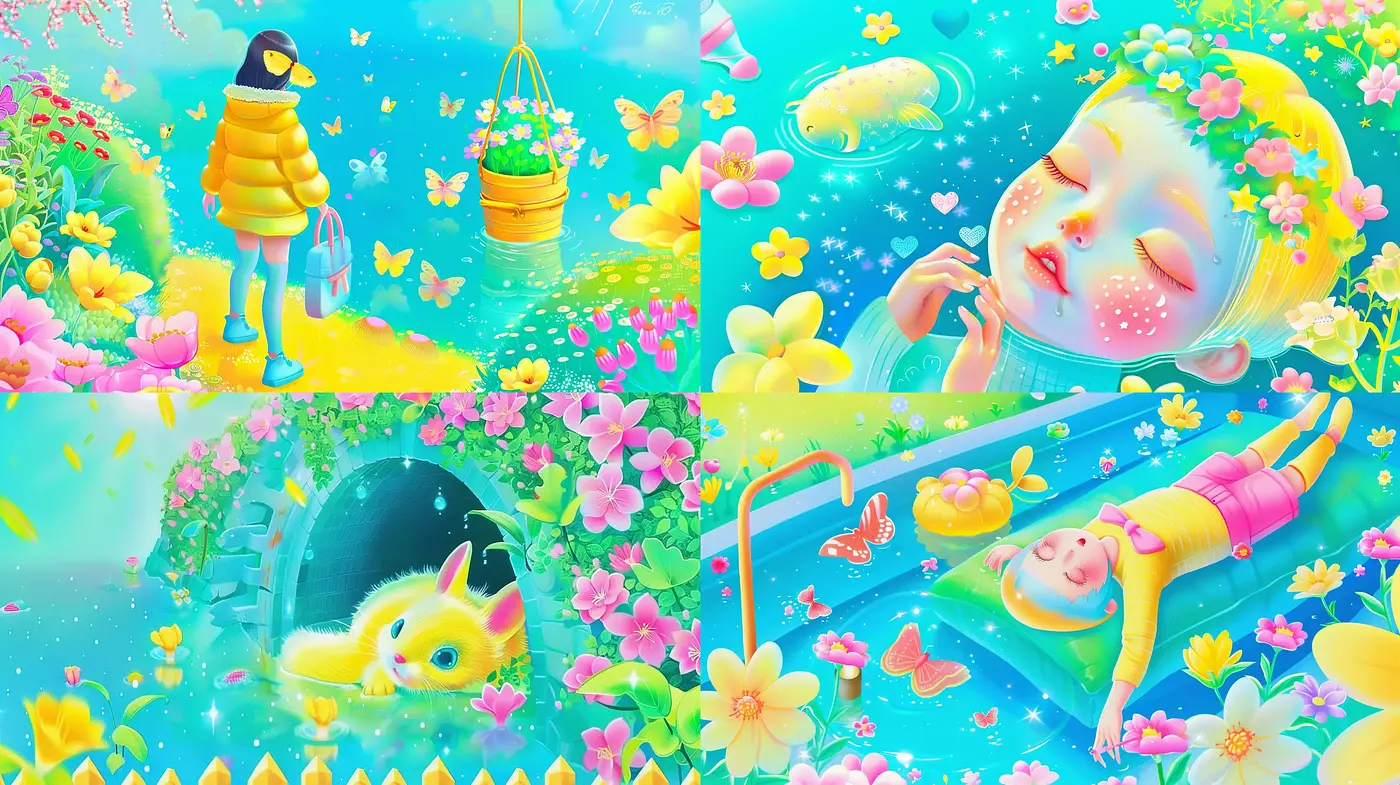 Surreal Dreamscape in Vivid Pastel Hues - Midjourney sref style
