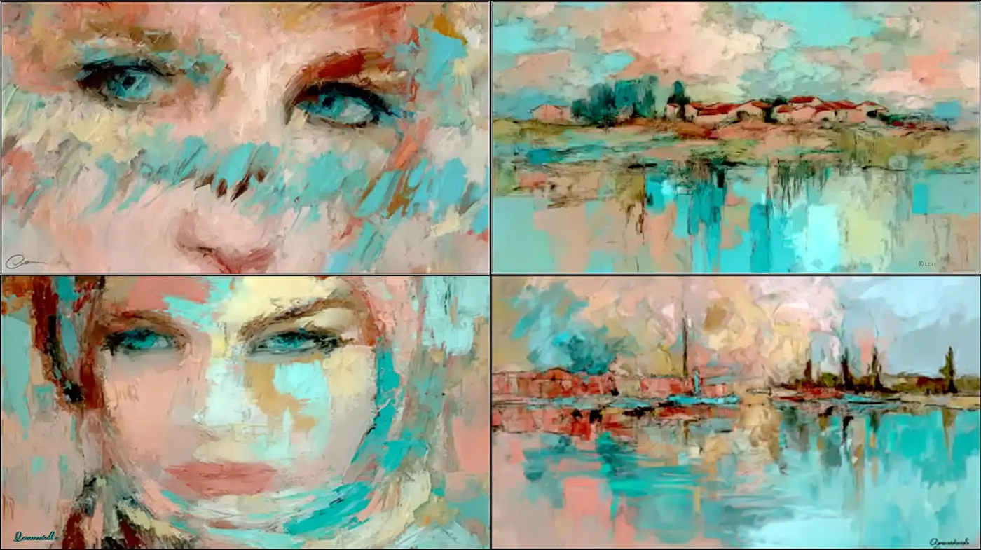 Expressionistic fusion of portraiture and landscape with vibrant colors - Midjourney sref style