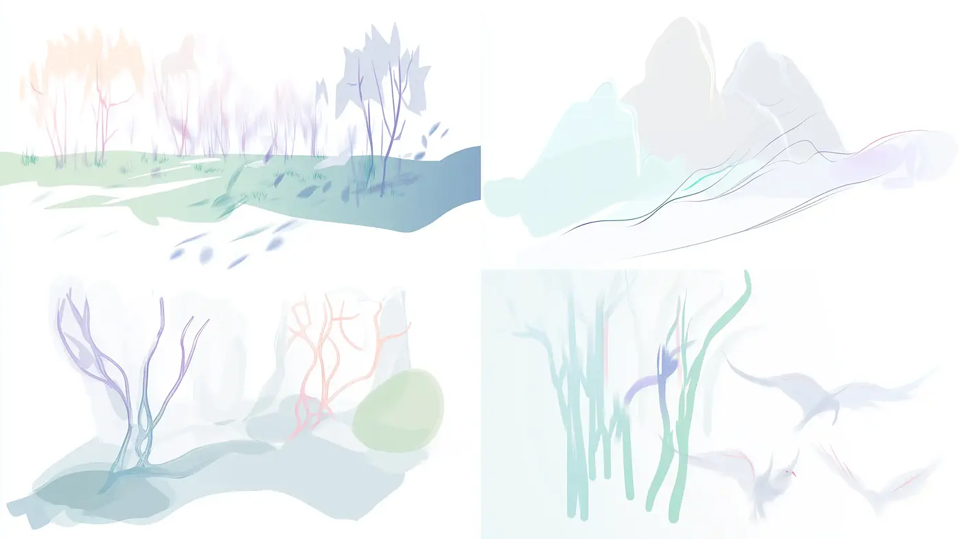 Ethereal Watercolor Dreamscapes with Translucent Overlays - Midjourney sref style