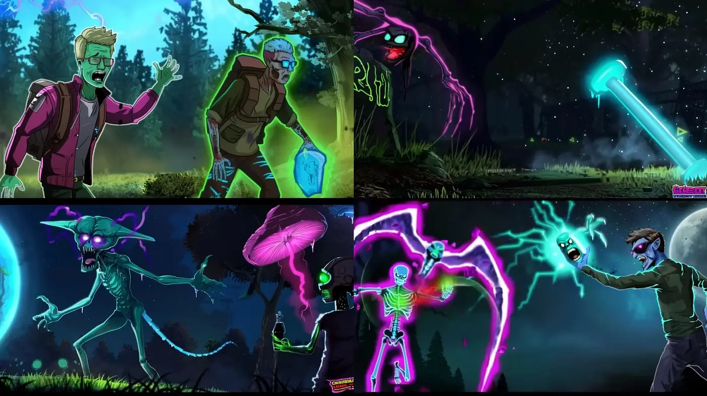 Neon-Infused Sci-Fi Comic Nightscape - Midjourney sref style