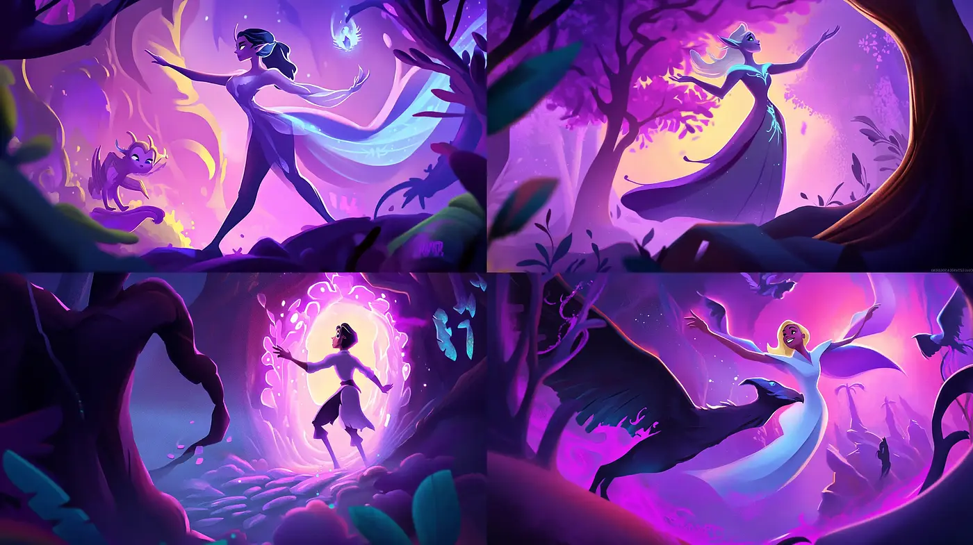 Enchanted Twilight Whimsy: A Consistent Dance of Colors and Light - Midjourney sref style