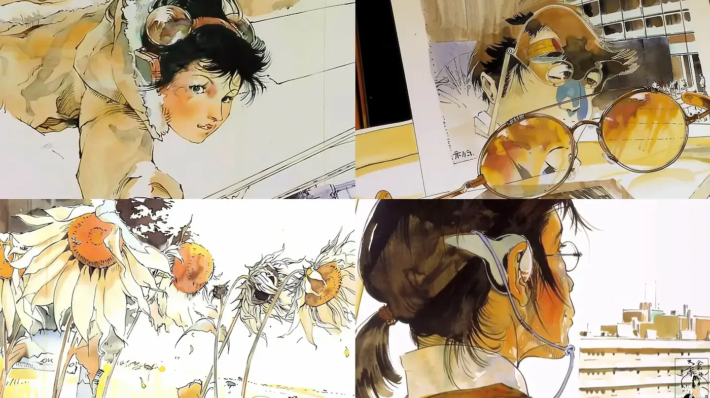 Whimsical Illustrative Style with Nostalgic and Poetic Elements - Midjourney sref style