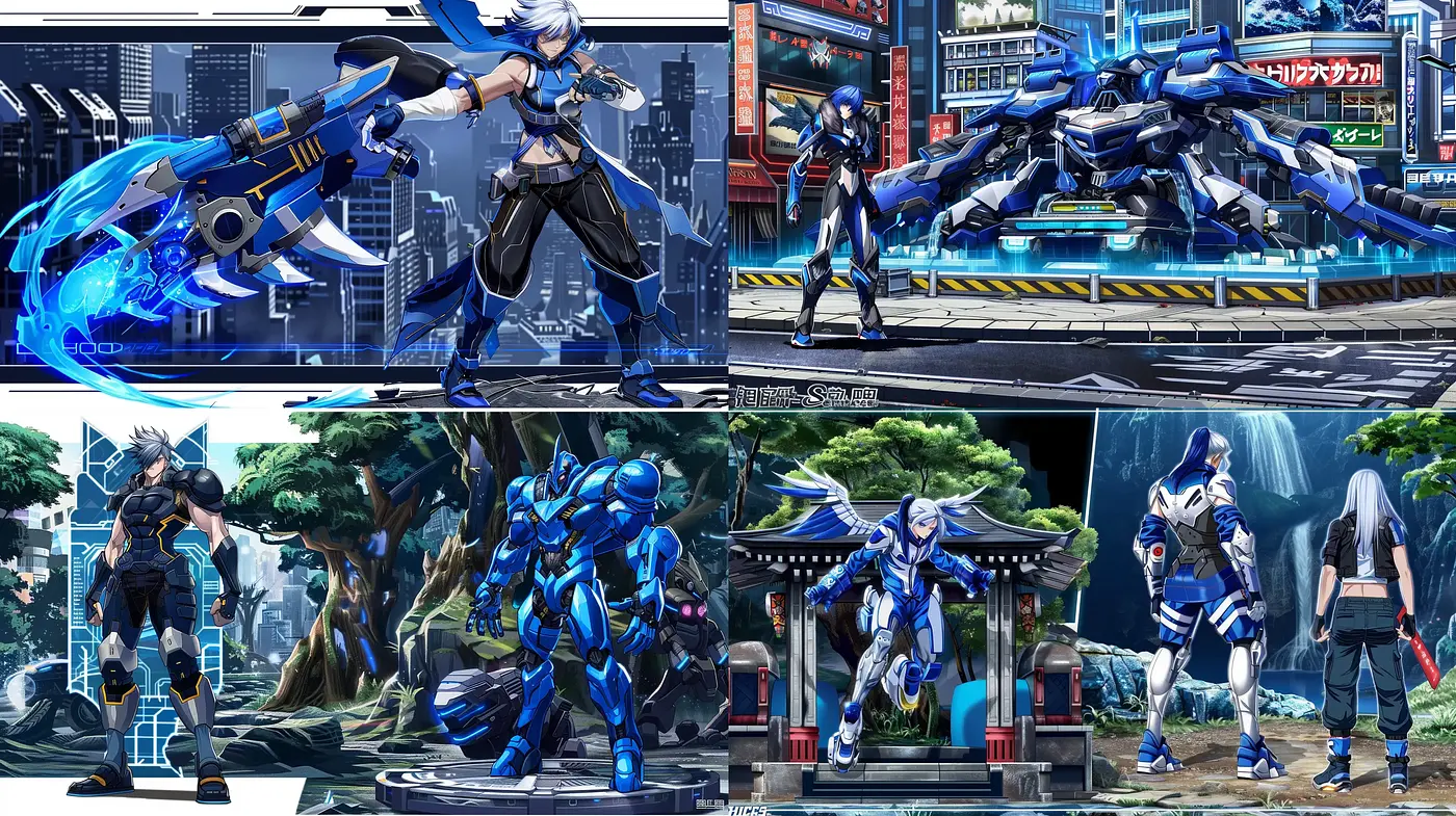 Futuristic Cybernetic Anime-Inspired Vivid Tableau - Midjourney sref style