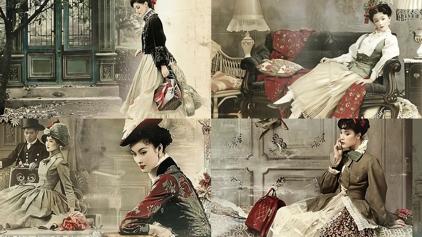 Elegantly Faded Sepia Portraits with a Touch of Red - Midjourney sref style