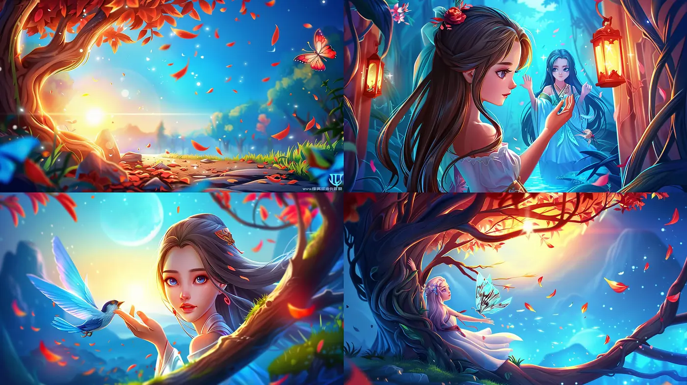Ethereal Twilight Fantasy: A Vivid Journey through Enchanted Realms of Color and Light - Midjourney sref style