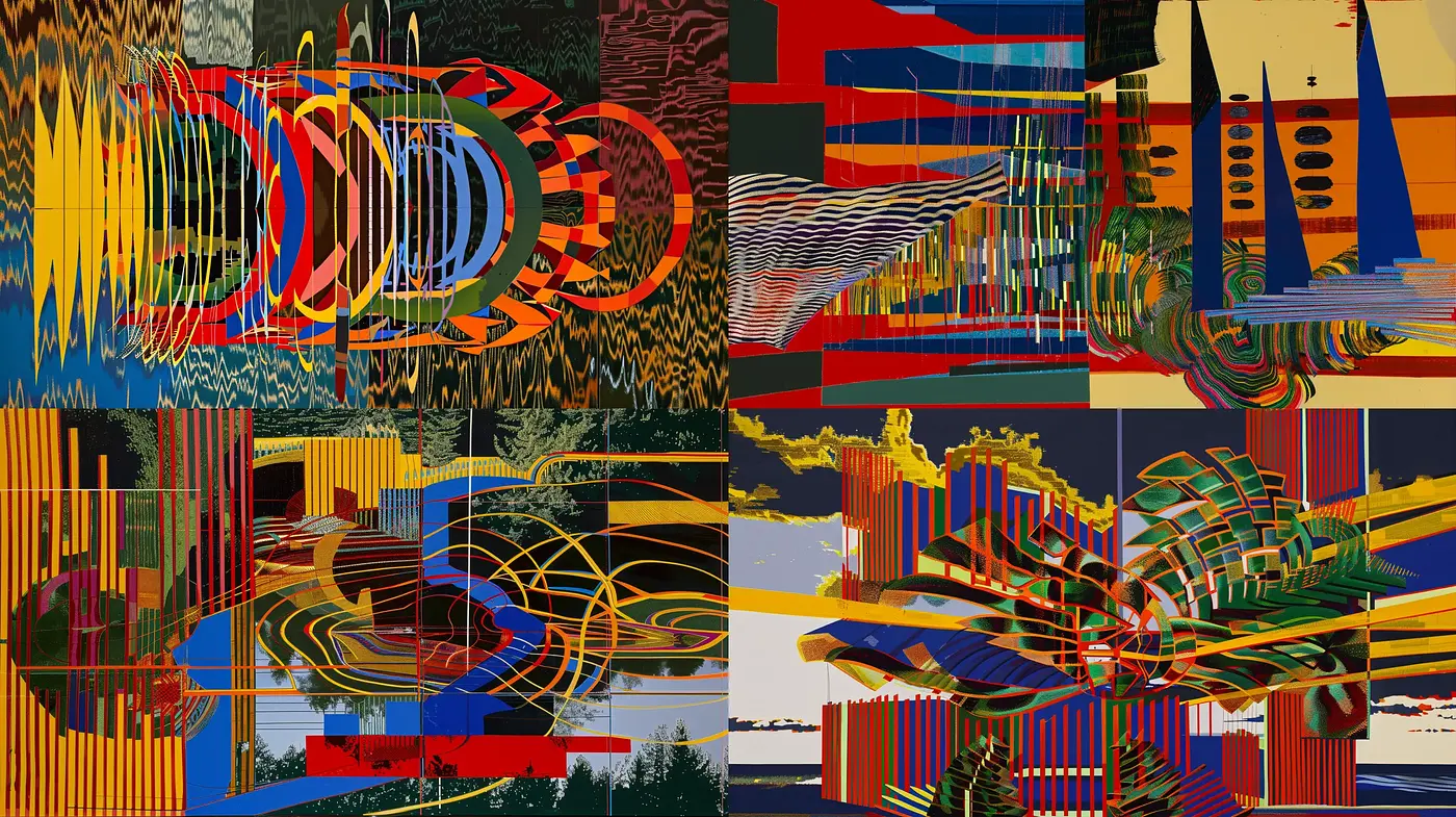 Abstract Expressionist Symphony in Bold Geometric Hues - Midjourney sref style