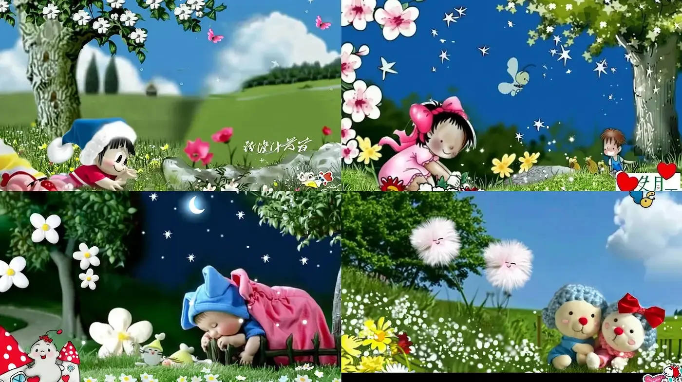 Whimsical and Playful Garden Scenes with a Childlike Charm - Midjourney sref style