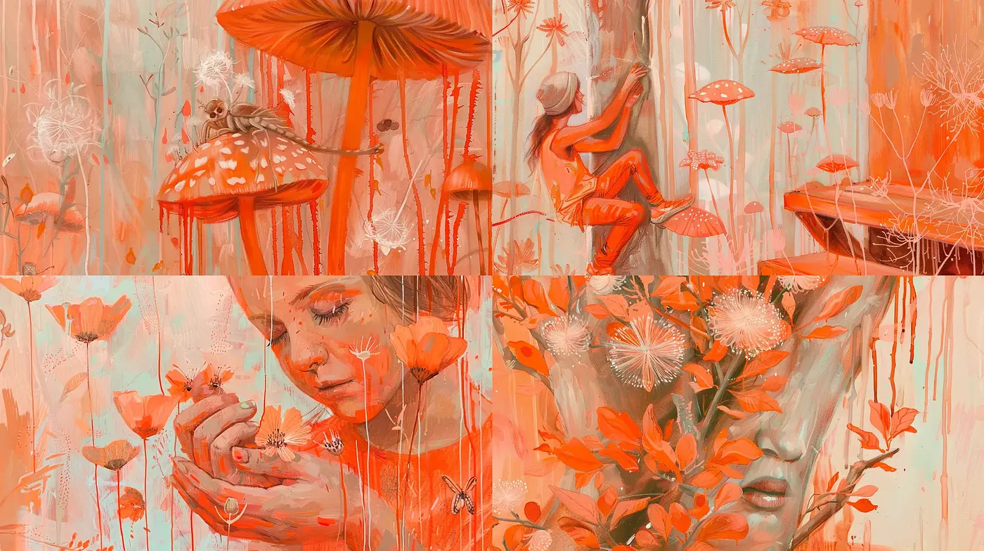 Ethereal Dreamscape in Warm Sepia Tones - Midjourney sref style