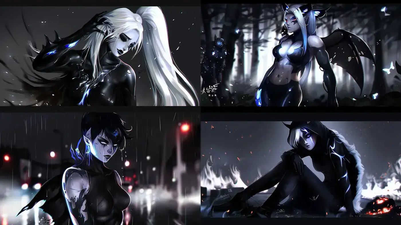 Dark Fantasy Character Design with Ethereal Elements - Midjourney sref style