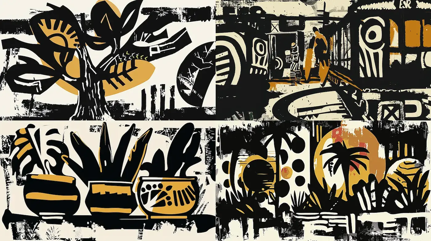 Bold and Organic Geometric Illustrations with a Modernist Touch - Midjourney sref style