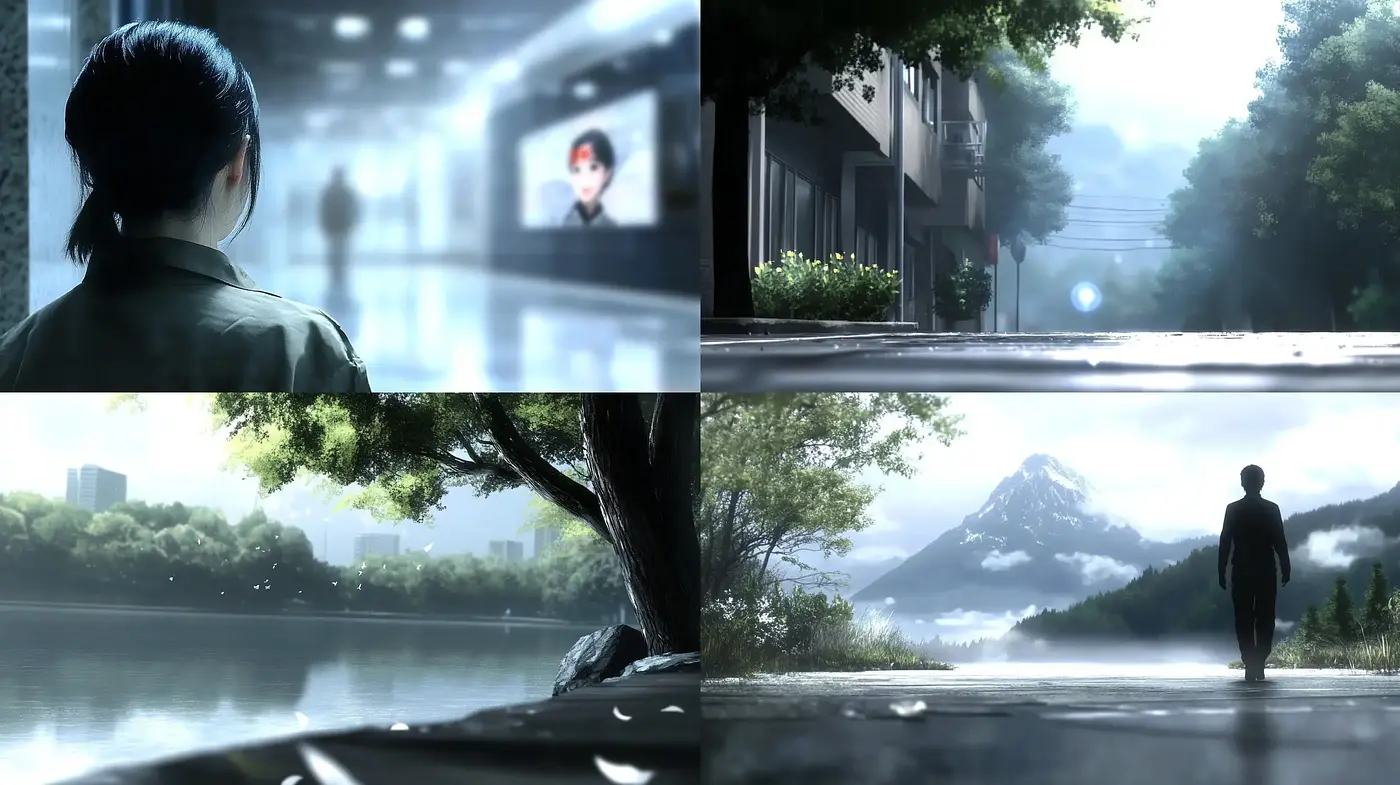 Serene Reflections in Monochromatic Tones - Midjourney sref style
