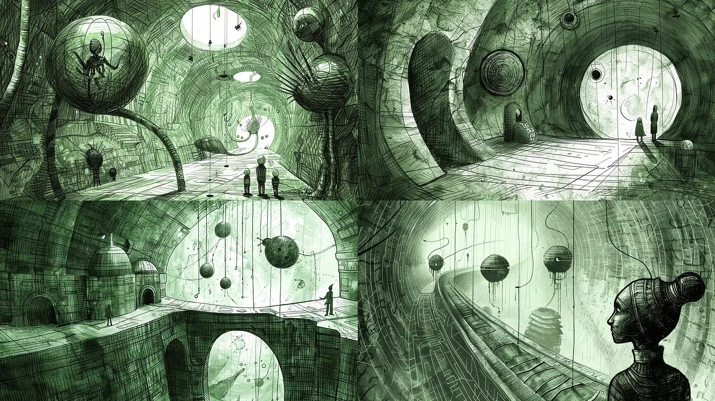 Ethereal Dreamscape Fusion with Surreal Geometry and Organic Textures - Midjourney sref style