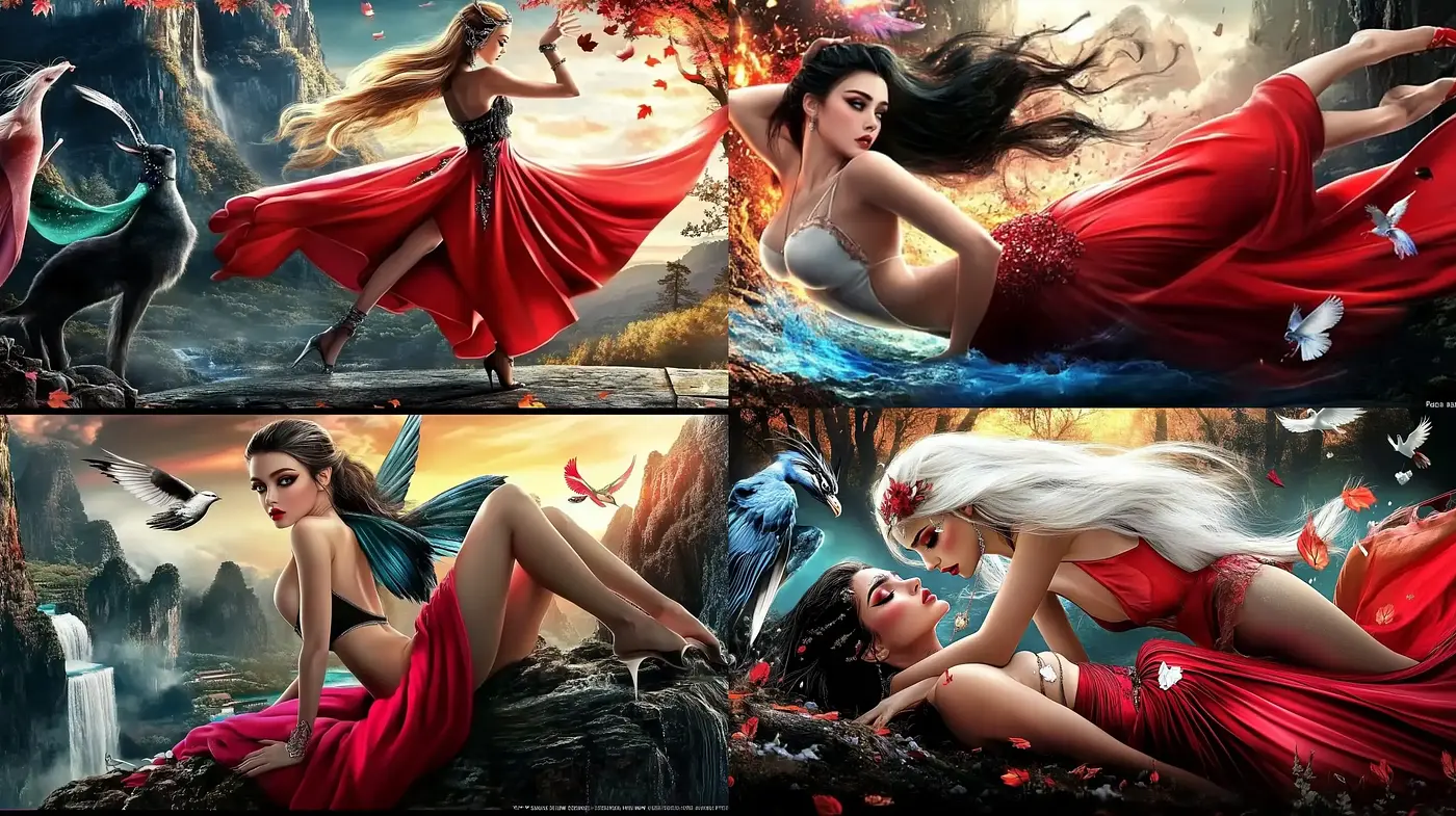 Ethereal Fantasy With Vivid Hues and Dramatic Compositions - Midjourney sref style