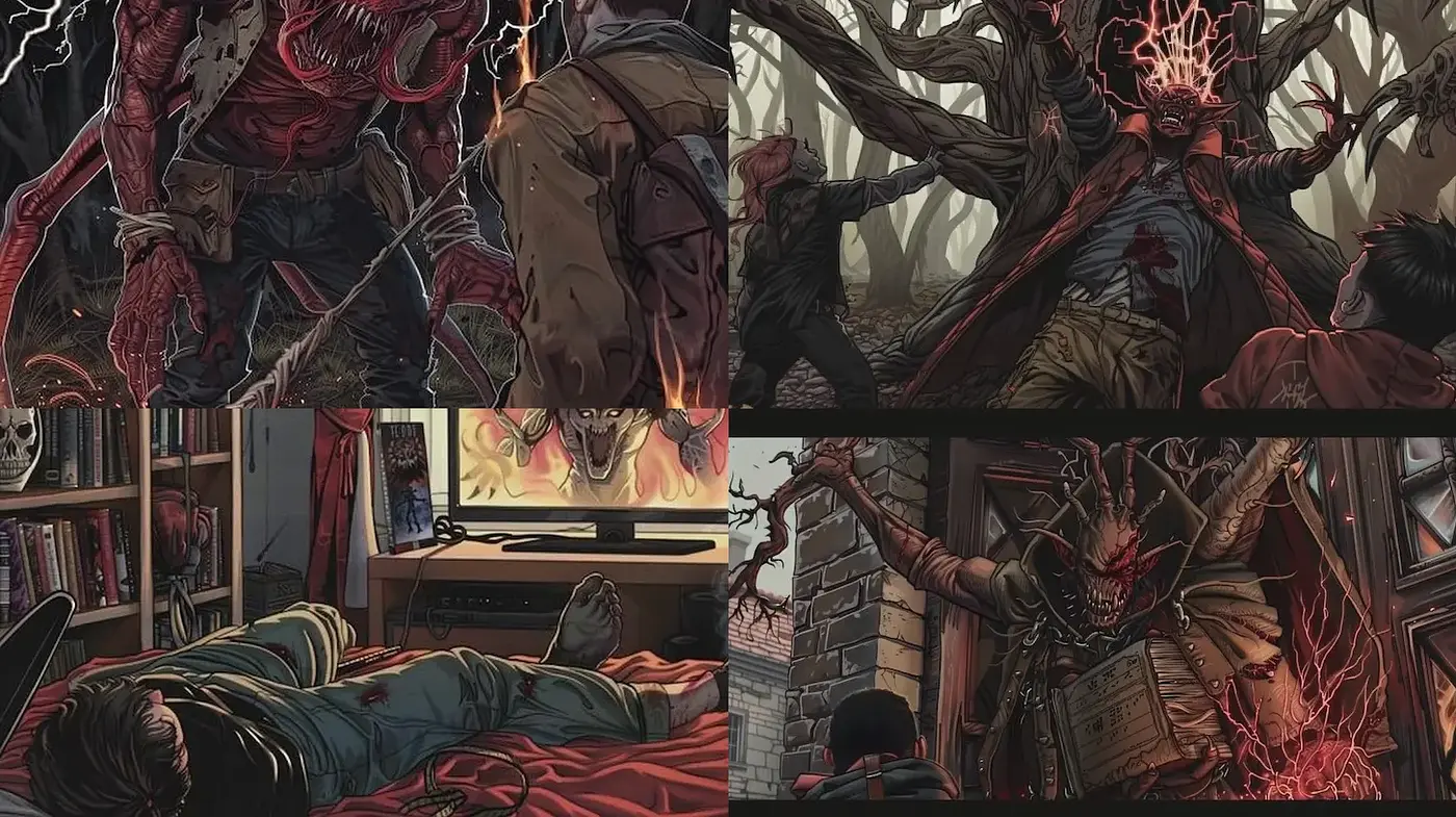 Darkly Atmospheric Narrative Art with Horror Elements - Midjourney sref style