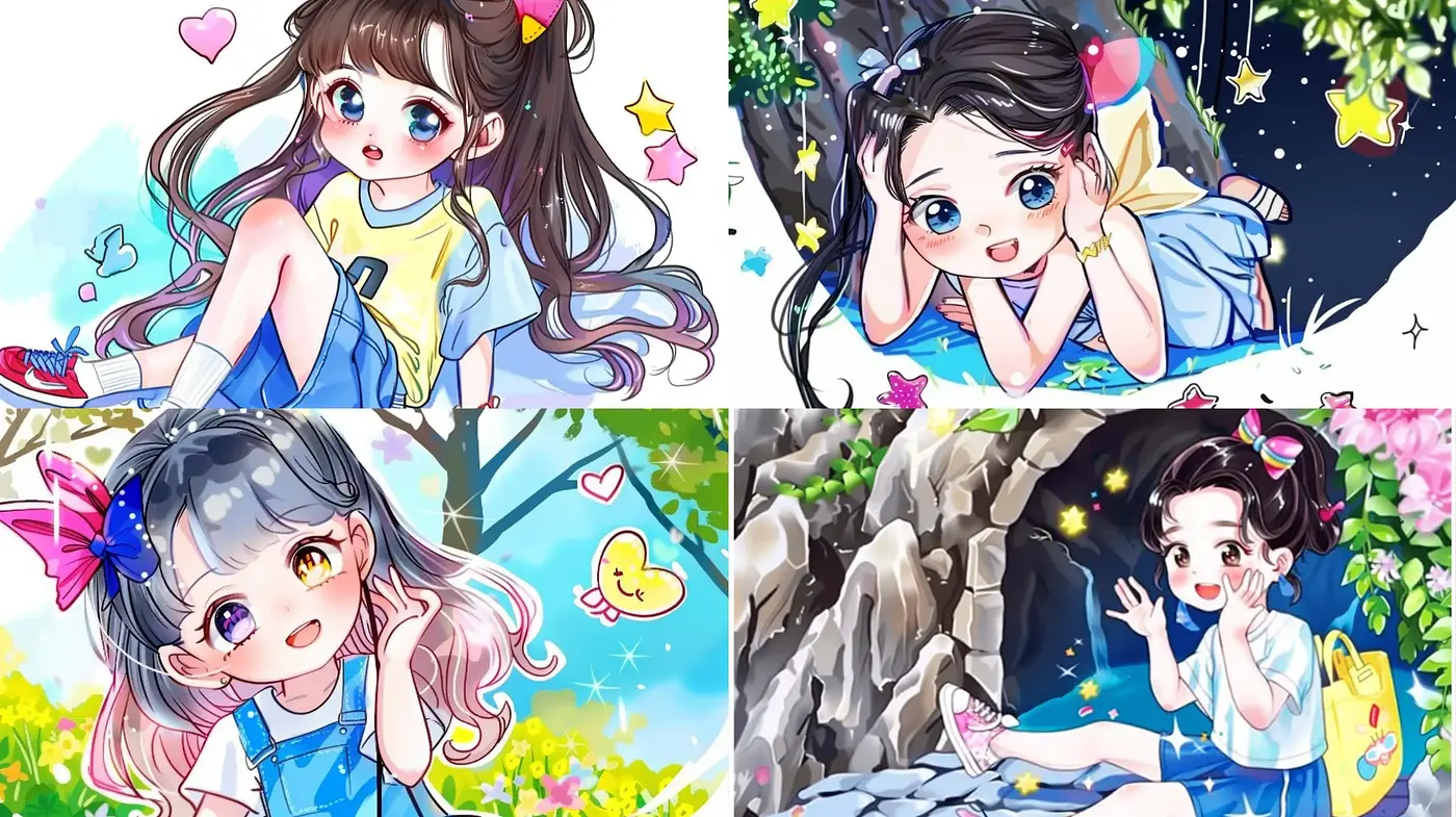 Enchanting Kawaii Luminance: A Modern Digital Manga-Inspired Realm - Midjourney sref style