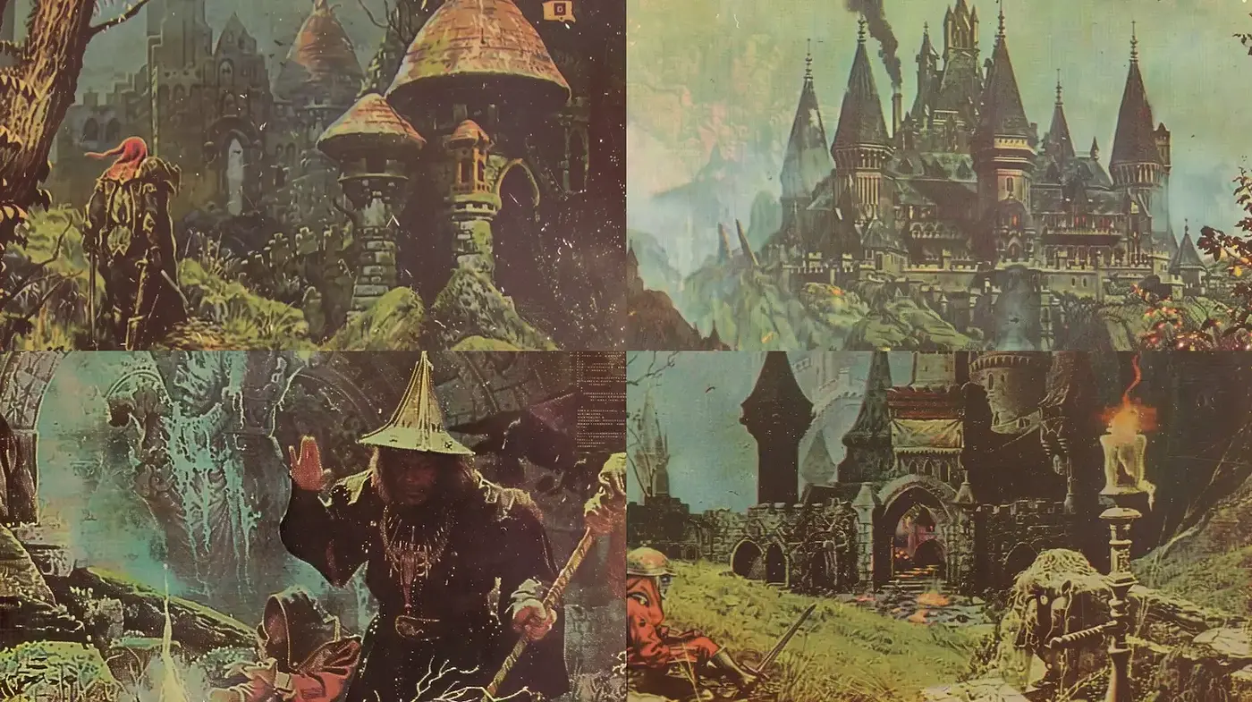 Misty Fantasy Landscapes with Arcane Elements and Historical Prowess - Midjourney sref style