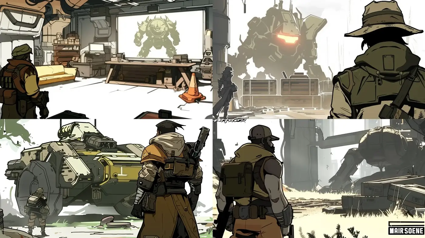 Dystopian Military Sci-Fi Illustration with a Graphic Novel Flair - Midjourney sref style