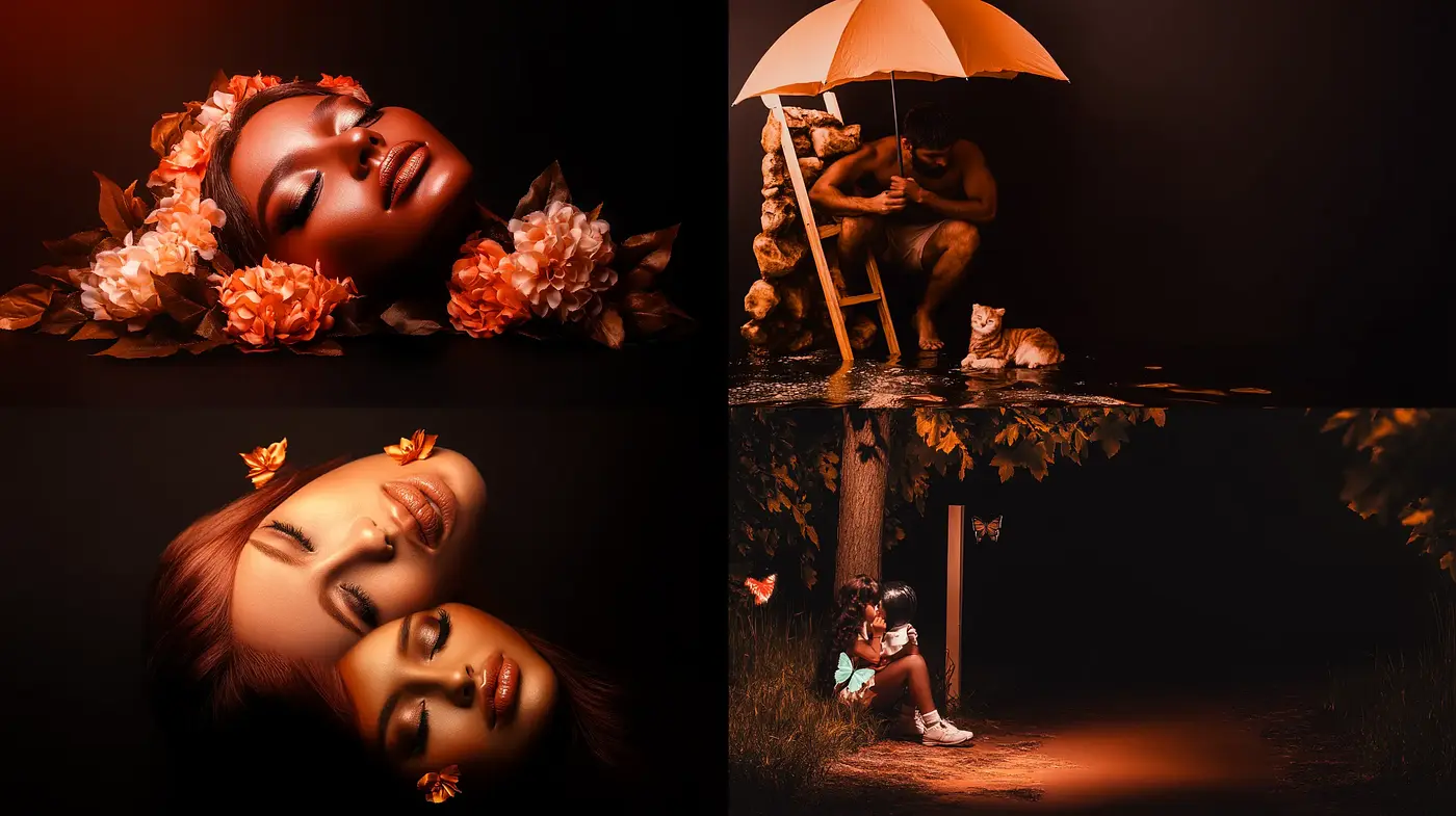 Autumnal Sepia Tones and Surreal Serenity - Midjourney sref style