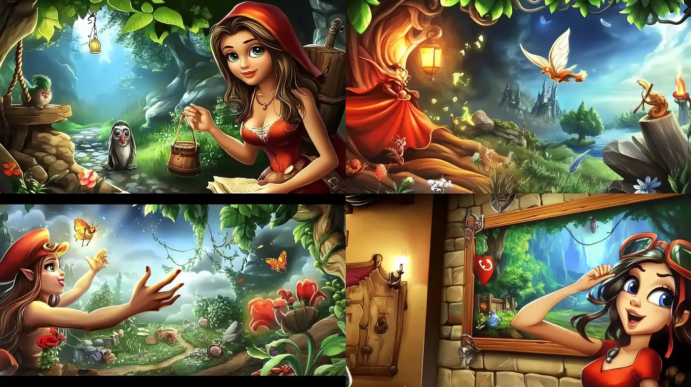 Enchanted Fairytale Realms with Vibrant Storybook Illustration - Midjourney sref style