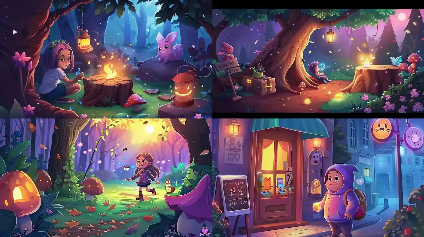 Enchanting and Whimsical Forest Scenes with Mystical Elements - Midjourney sref style