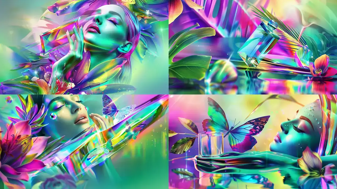 Vibrant Surrealism with a Tropical Aesthetic - Midjourney sref style