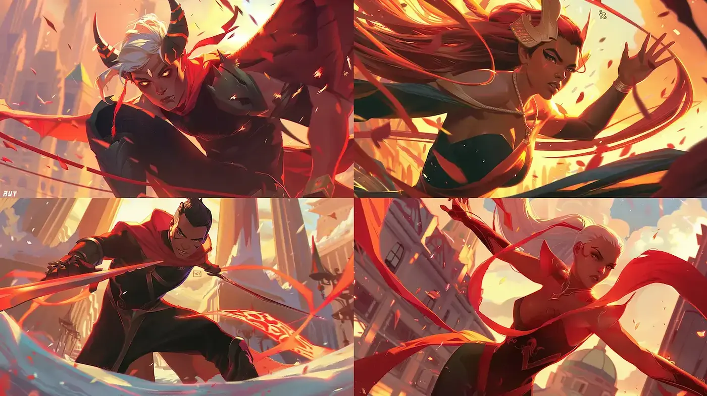 Dynamic Illustrative Style with Epic Action Scenes and Rich Details - Midjourney sref style