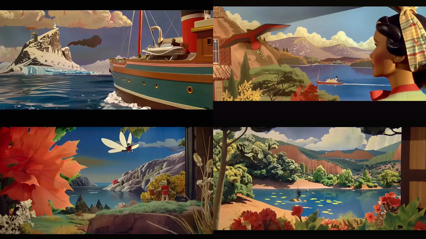 Panoramic Serenity in Stylized Nature - Midjourney sref style