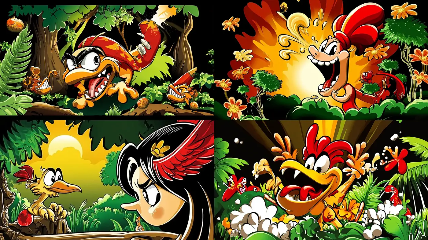 Lively Animated Escapades through Glossy Vivid Jungles - Midjourney sref style