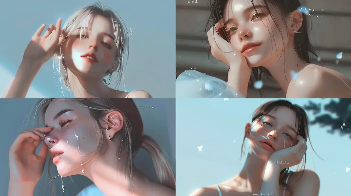 Luminous Portraits with Delicate Textures and Ethereal Aesthetics - Midjourney sref style
