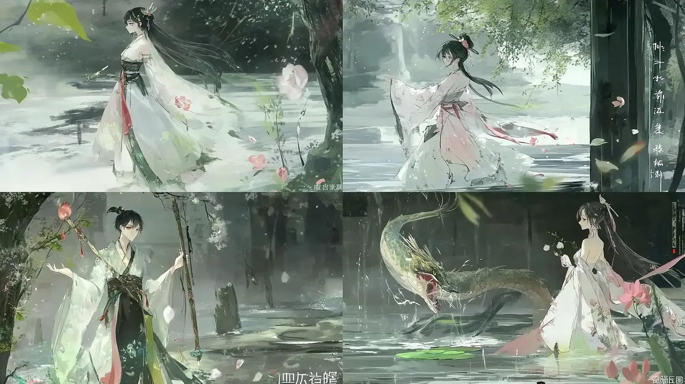 Ethereal Brushstrokes of Mythical Tranquility - Midjourney sref style