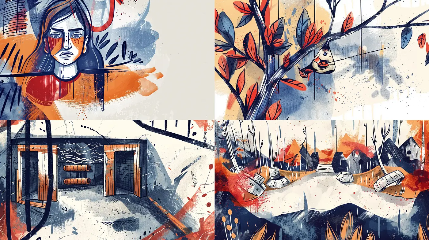 Autumnal Elegy: A Splash of Nostalgia in Graphic Watercolors - Midjourney sref style