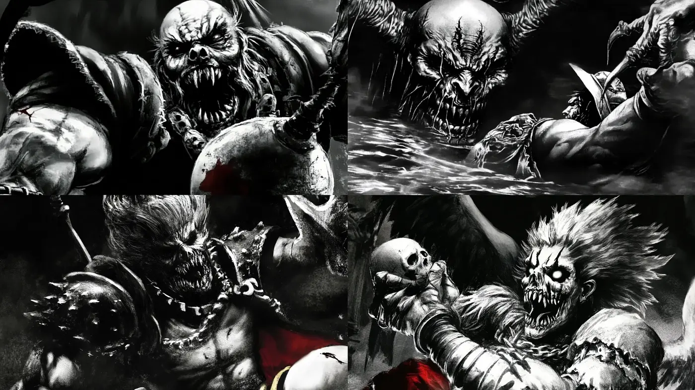 Monochromatic Mythos: A Homage to Dark Fantasy Realms - Midjourney sref style