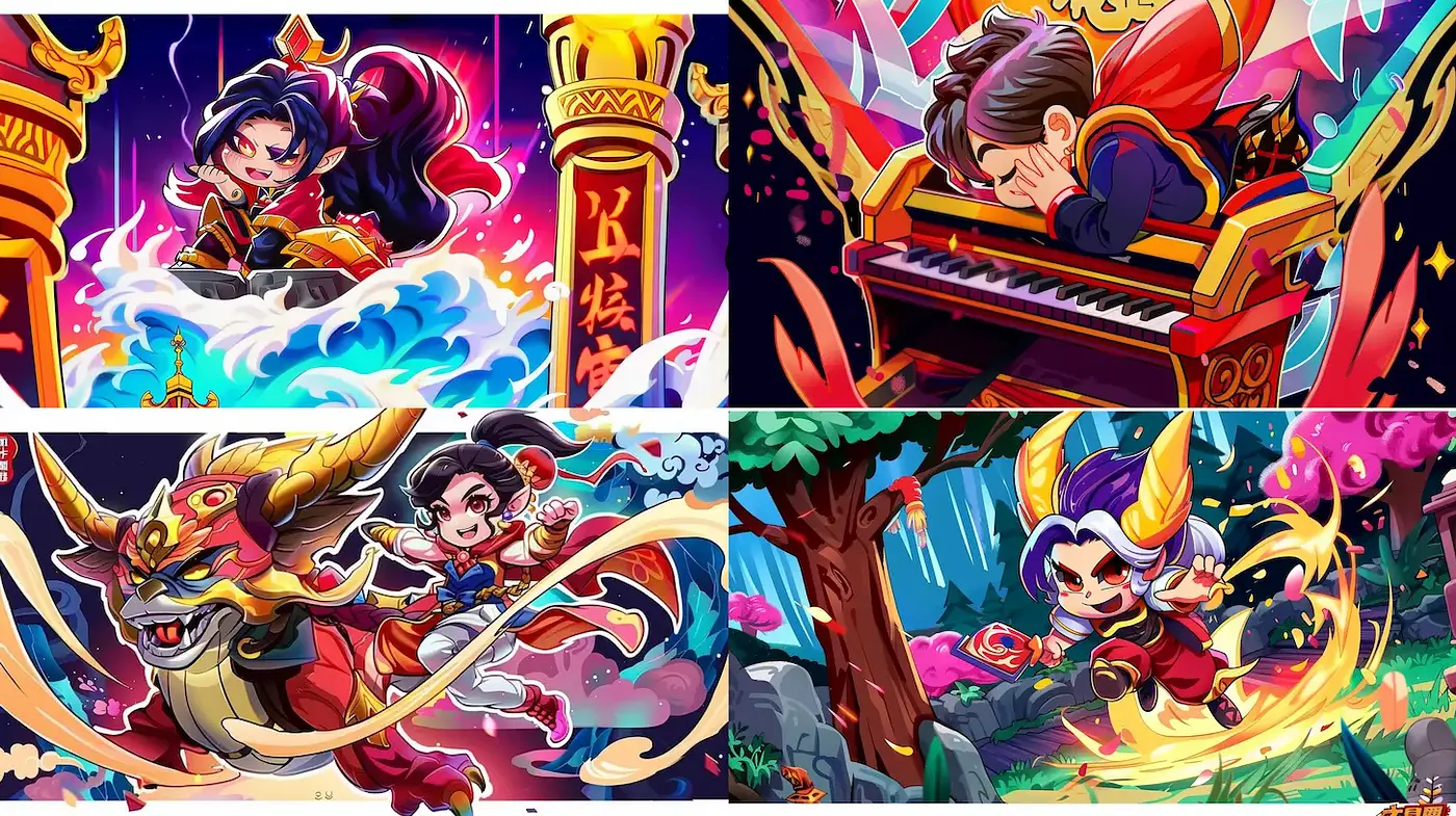 Vibrant and dynamic cartoon-inspired illustrations with a touch of mythology - Midjourney sref style