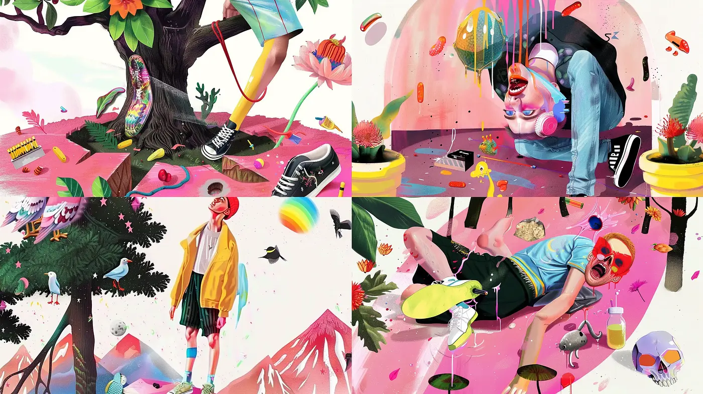 Surreal Dreamscapes in Vivid Pastel Hues - Midjourney sref style