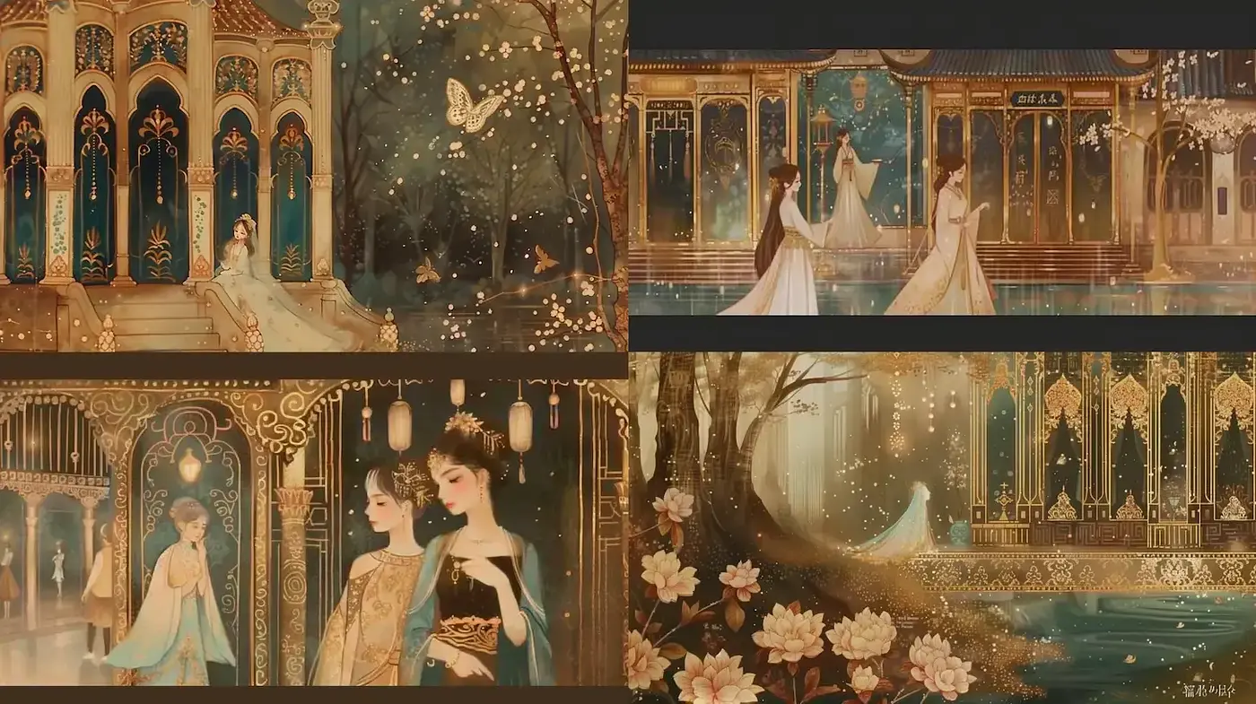 Ethereal Elegance of Stylized Eastern Tableaux - Midjourney sref style