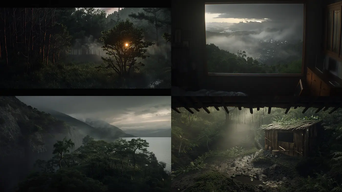 Misty Wilderness Hues: A Cinematic Journey Through Nature's Solitude - Midjourney sref style