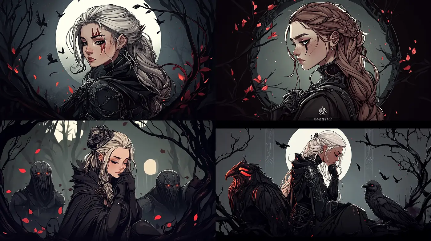 Ethereal Elegance Amidst Twilight Hues: A Consistent Thread of Gothic Romance and Delicate Fantasy - Midjourney sref style