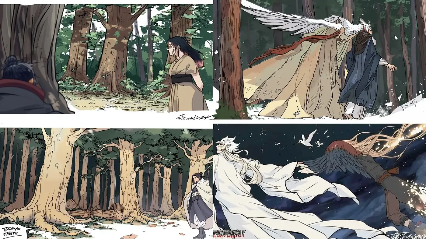 Ethereal Mythos in Stylized Nature: Homage to Anime Elegance - Midjourney sref style